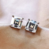 7MM Square Moissanite Stud Earrings 925 Sterling Silver Wedding Jewelry