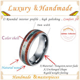 8mm Koa Wood Abalones Shell Opal Tungsten Carbide Wedding Band