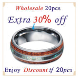 8mm Koa Wood Abalones Shell Opal Tungsten Carbide Wedding Band