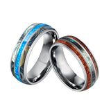 8mm Koa Wood Abalones Shell Opal Tungsten Carbide Wedding Band