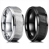 8mm Titanium Steel Ring Brushed Center Hammer Texture Men's Wedding Band