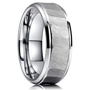 8mm Titanium Steel Ring Brushed Center Hammer Texture Men's Wedding Band