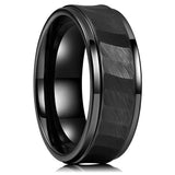 8mm Titanium Steel Ring Brushed Center Hammer Texture Men's Wedding Band