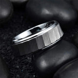 8mm Titanium Steel Ring Brushed Center Hammer Texture Men's Wedding Band