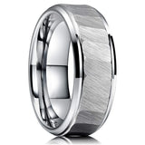 8mm Titanium Steel Ring Brushed Center Hammer Texture Men's Wedding Band