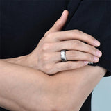 8mm Titanium Steel Ring Brushed Center Hammer Texture Men's Wedding Band