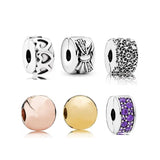 925 Silver Bracelet with Rose Purple Zircon Charms