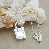 925 Silver Handbag Pendant Necklace for Women Party
