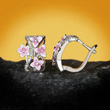 925 Silver Violet Flower Earrings Enamel Jewelry