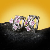 925 Silver Violet Flower Earrings Enamel Jewelry