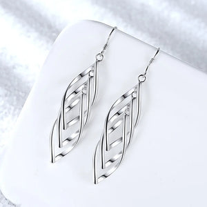 925 Silver Drop Earrings Women Tassel Multi-layer Twisted Wave Earrings