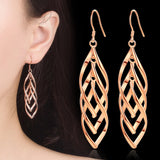 925 Silver Drop Earrings Women Tassel Multi-layer Twisted Wave Earrings