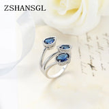 925 Sterling Plata Cubic Zirconia Geometric Stackable Rings For Women