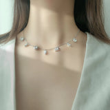 925 Silver Zircon Pendant Clavicle Necklace Chain Jewelry