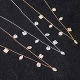 925 Silver Zircon Pendant Clavicle Necklace Chain Jewelry