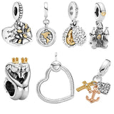 925 Silver Hamsa Heart Charms for Europe Bracelets DIY Jewelry