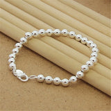 925 Silver Bracelet 6MM 8 Inch Prayer Beads Women's Party Charm