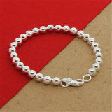 925 Silver Bracelet 6MM 8 Inch Prayer Beads Women's Party Charm