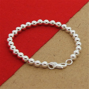 925 Sterling Silver Bracelet 6MM 8 Inch Prayer Beads for Women's Party Jewelry