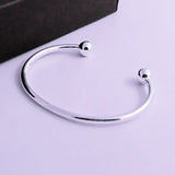 925 Silver Bracelet for Women Smooth Surface Charm Bangle