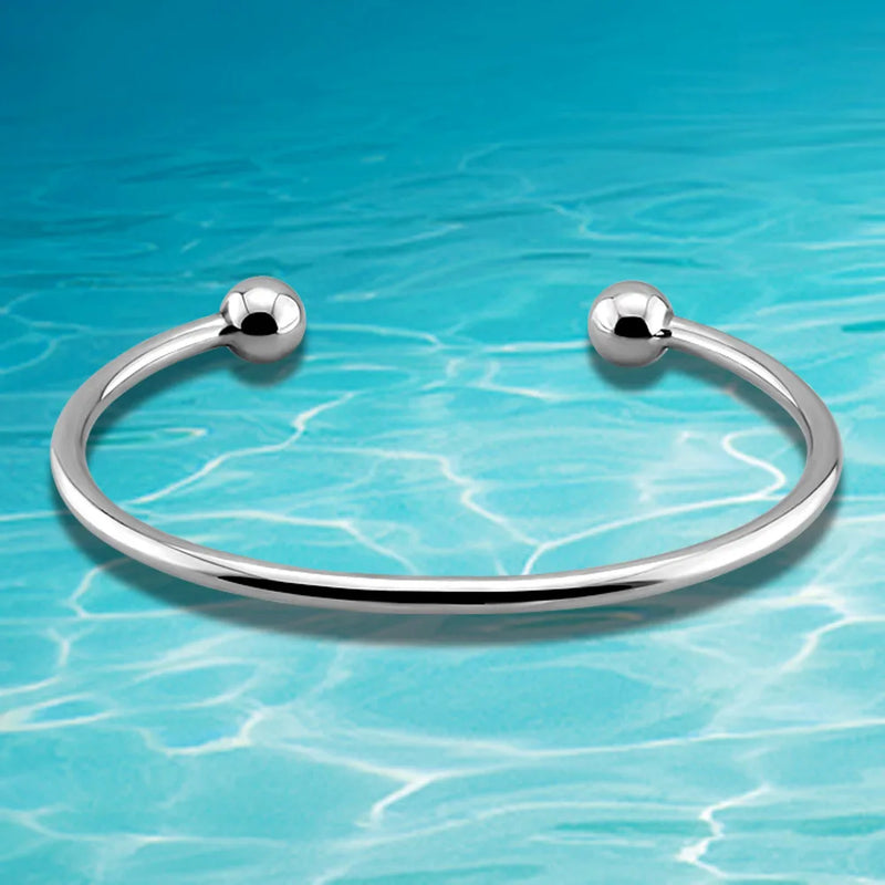 925 Silver Bracelet for Women Smooth Surface Charm Bangle