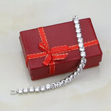925 Sterling Silver CZ Charm Chain Bracelet for Women Wedding