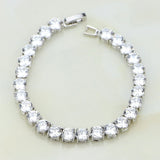925 Sterling Silver CZ Charm Chain Bracelet for Women Wedding