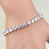 925 Sterling Silver CZ Charm Chain Bracelet for Women Wedding