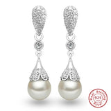 925 Silver Clear Crystal Drop Earrings Teardrop Bridal Wedding Jewelry
