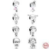 925 Silver Pink Boy & Girl Charm Bead for Bracelet DIY