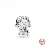 925 Silver Pink Boy & Girl Charm Bead for Bracelet DIY