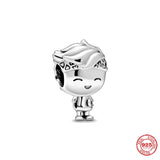 925 Silver Pink Boy & Girl Charm Bead for Bracelet DIY