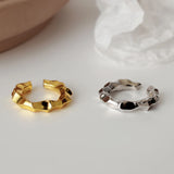 925 Sterling Silver Ear Clip INS Style Irregular Concave-Convex Wave
