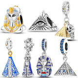 925 Silver Egypt Pyramid Queen Charm Beads for Bracelet DIY Jewelry Gift