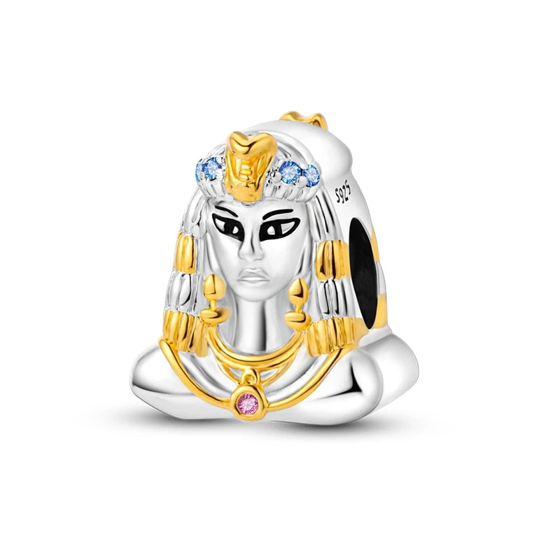 925 Silver Egypt Pyramid Queen Charm Beads for Bracelet DIY Jewelry Gift