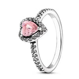 925 Sterling Silver Pink Ring for DIY Couple Jewelry Gift