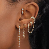 Sterling Silver Fire Opal Mini Hoop Earrings