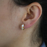 Sterling Silver Fire Opal Mini Hoop Earrings