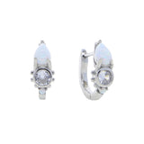 Sterling Silver Fire Opal Mini Hoop Earrings