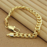 925 Silver Hand 8MM Sideways 18K Bracelet Men Women Party Charm Jewelry