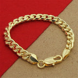 925 Silver Hand 8MM Sideways 18K Bracelet Men Women Party Charm Jewelry