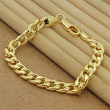 Classic 925 Silver Hand 8MM Sideways 18K Bracelet Men Women Party Gift