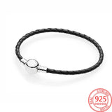 925 Silver Moment Bracelet, Fallen Leaves Clasp Chain for Women