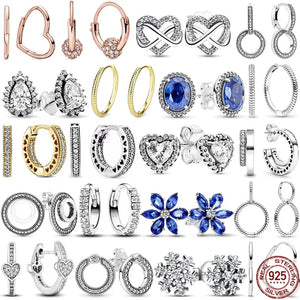 925 Sterling Silver Droplet Round Heart Earrings Fashionable Charm Jewelry