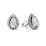925 Sterling Silver Droplet Round Heart Earrings Fashionable Charm Jewelry