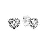 925 Sterling Silver Droplet Round Heart Earrings Fashionable Charm Jewelry
