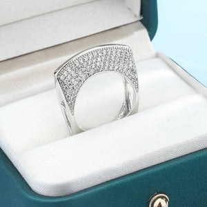 925 Silver Irregular Hollow Diamond Ring Women Bar Party Jewelry