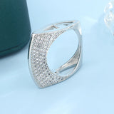 925 Silver Irregular Hollow Diamond Ring Women Bar Party Jewelry
