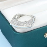 925 Silver Irregular Hollow Diamond Ring Women Bar Party Jewelry