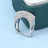 925 Silver Irregular Hollow Diamond Ring Women Bar Party Jewelry